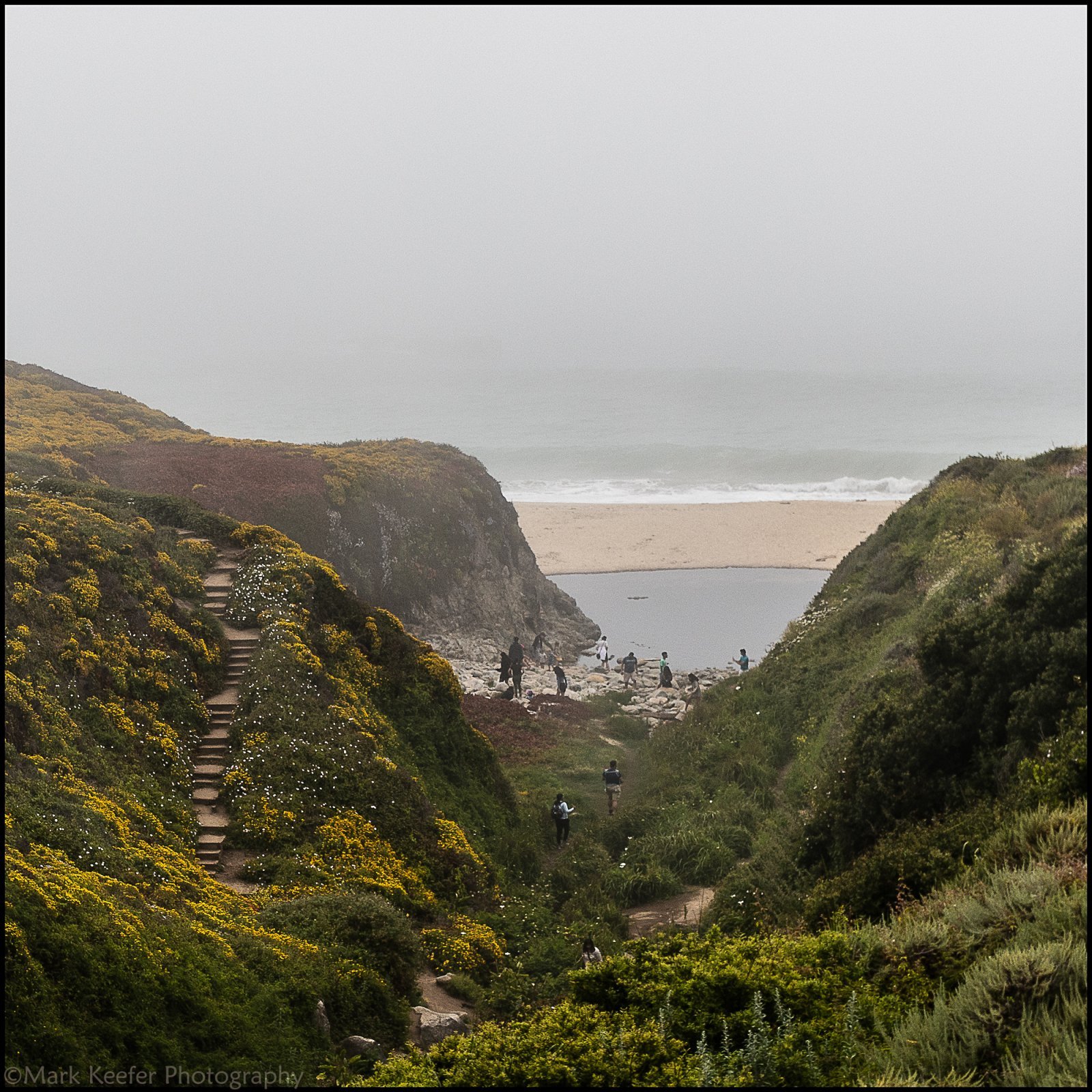 Foggy Day  stone steps to ocean between Carmel Highlands and Big Sur-.jpg