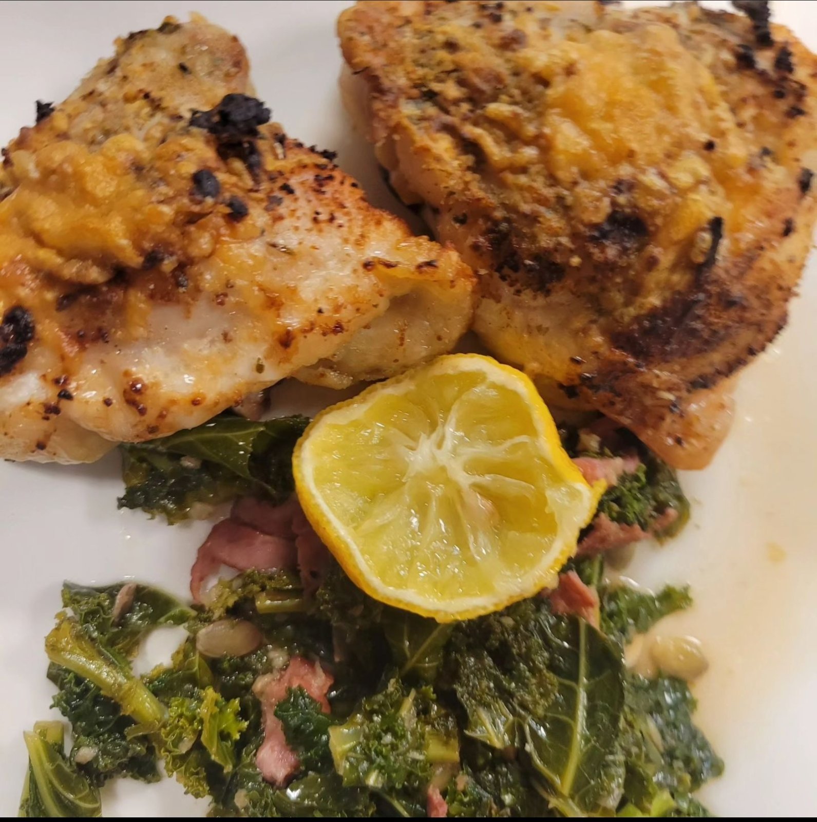 Mustard Rub Chicken  and Kale